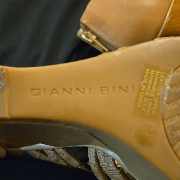 Gianni Bini Tan and Gold Wedge Sandals - Picture 7 of 7